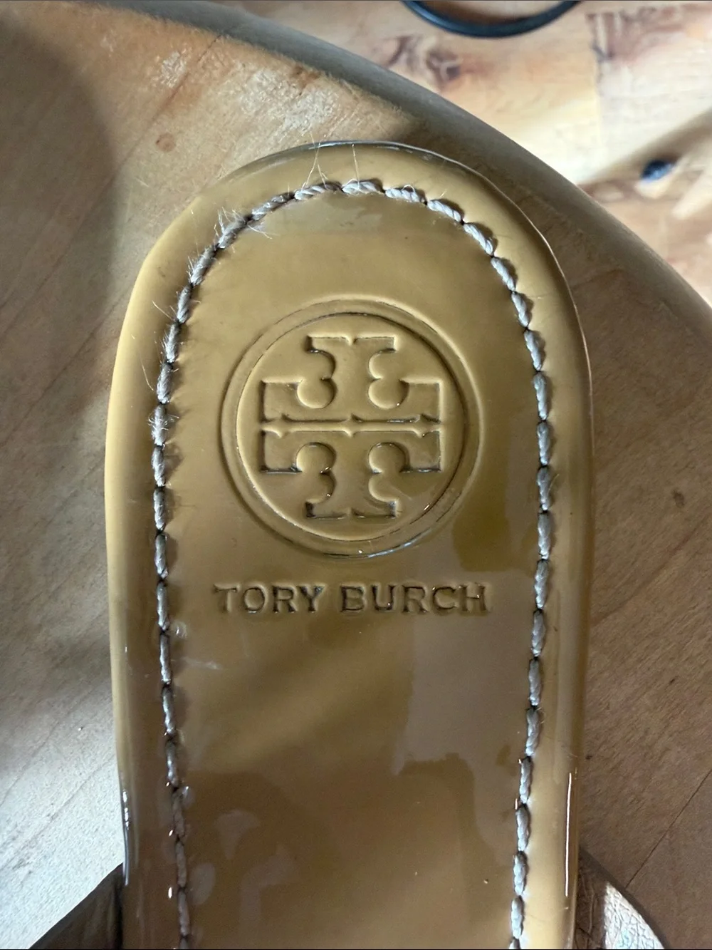 Tory Burch Beige Logo Thong Sandals
